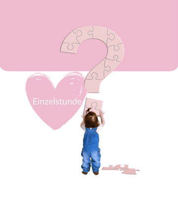 liebevoll aufwachsen - Kleinkind setzt Puzzleteil in rosa Fragezeichen ein, Symbolbild für die Einzelstunde in der Familienbegleitung
